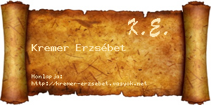 Kremer Erzsébet névjegykártya